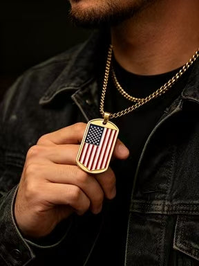 ⚡American Flag Dog Tag Necklace