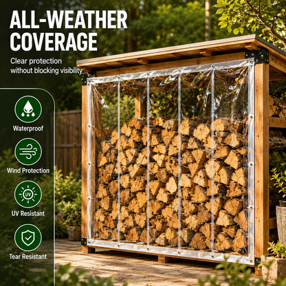🔥Clear Waterproof PE Tarp, Transparent Outdoor Cover with Metal Grommets）