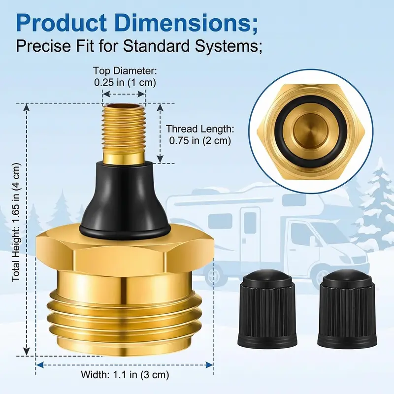 2-Pcs Brass RV Blow Out Plugs with Drain Valve