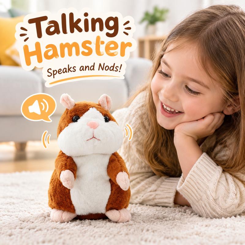🐹💝70% OFF!!!-Ready for Christmas!🎄🎁Talking Hamster Plush – repeats whatever you say, auto head-shaking, hilarious fun for kids & adults