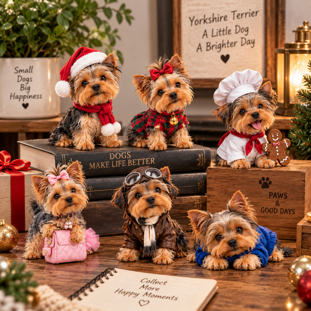 ❤️24 Days of Yorkshire Terrier – 24 Unique Yorkie Figurines | Christmas Collectible Gift Set❤️