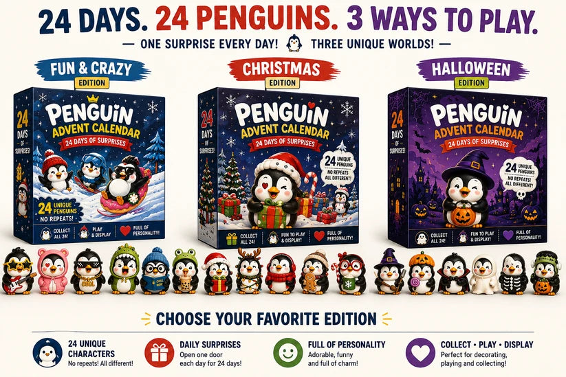 🐧 24 Days of Penguin Surprises Advent Calendar – 24 Unique Penguins, 3 Fun Editions