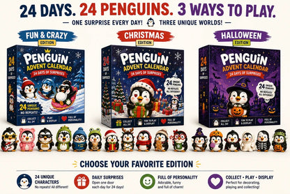 🐧 24 Days of Penguin Surprises Advent Calendar – 24 Unique Penguins, 3 Fun Editions