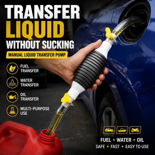 ⛽Manual Siphon Pump Kit with 1M Hose, Rubber Pump Bulb & 2 Hose Clamps, Liquid Transfer Pump for Fuel Water Oil, Car Boat Motorcycle