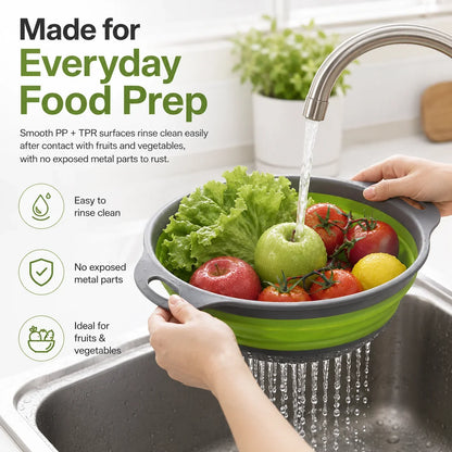 Collapsible Colander Set with Oversized Draining Tray