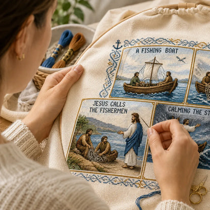 ✝️ Life of Jesus Cross Stitch Kit – 6 Biblical Designs