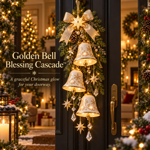 🎀🔔✨Last Day 49% OFF✨✨ Golden Bell Blessing Cascade™ – Lighted Christmas Door Decor