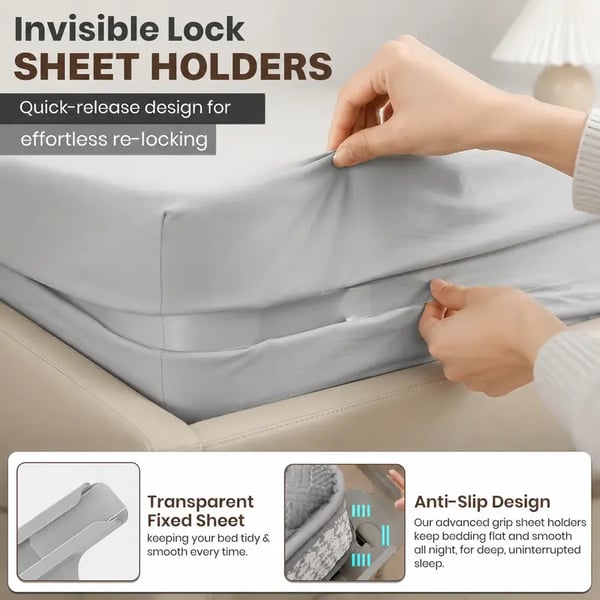 🛏️4-Pack Heavy Duty Bed Sheet Clips, Locking Mattress Corner Holders