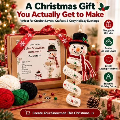 ☃️ DIY Crochet Spiral Snowman Ornament Kit – Make Your Own Christmas Keepsake