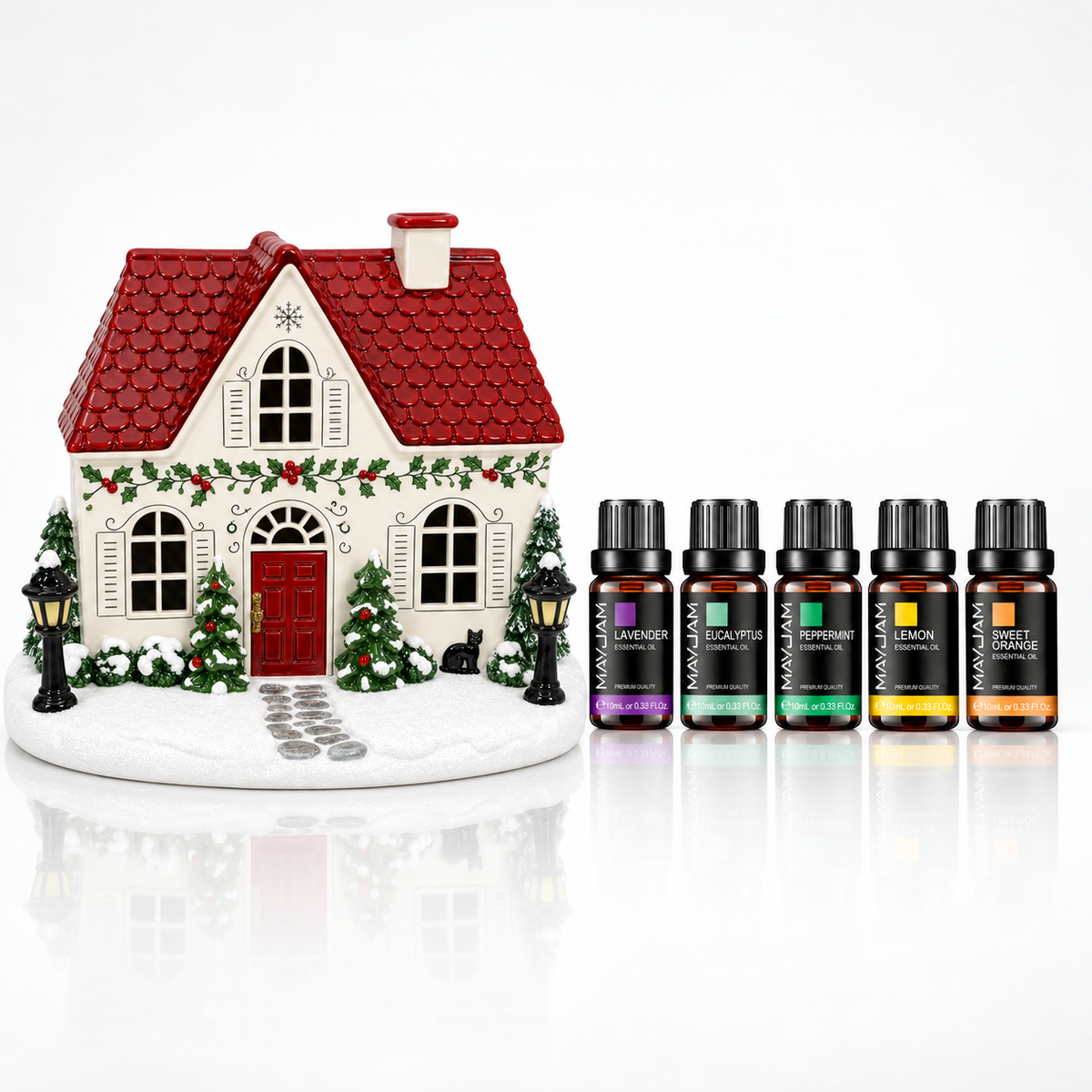 🏡Christmas House Aroma Diffuser – Gentle Mist & Glowing Windows