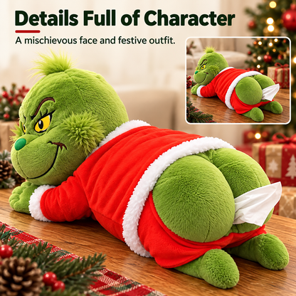 HOT SALE🎄 Grinch Plush Tissue Box Cover | Funny Christmas Grinch Tissue Holder, Festive Home Decor & Novelty Holiday Gift