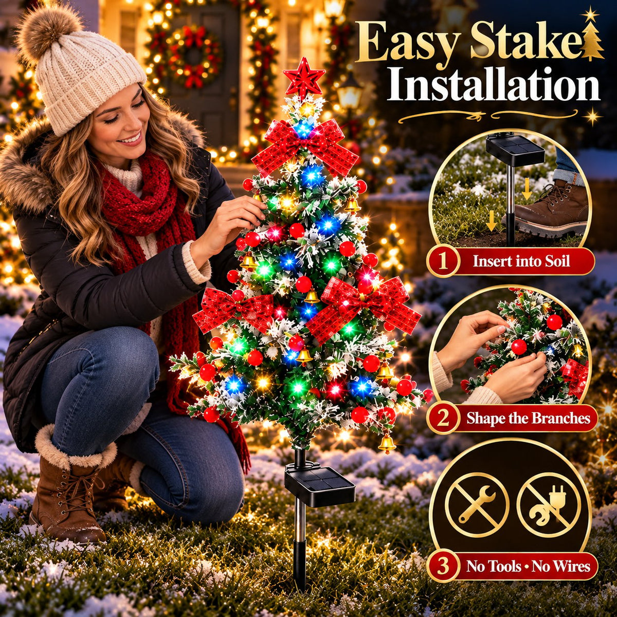 🎄 49% OFF – Solar Cedar Christmas Tree Lights | Warm Outdoor Holiday Glow ✨