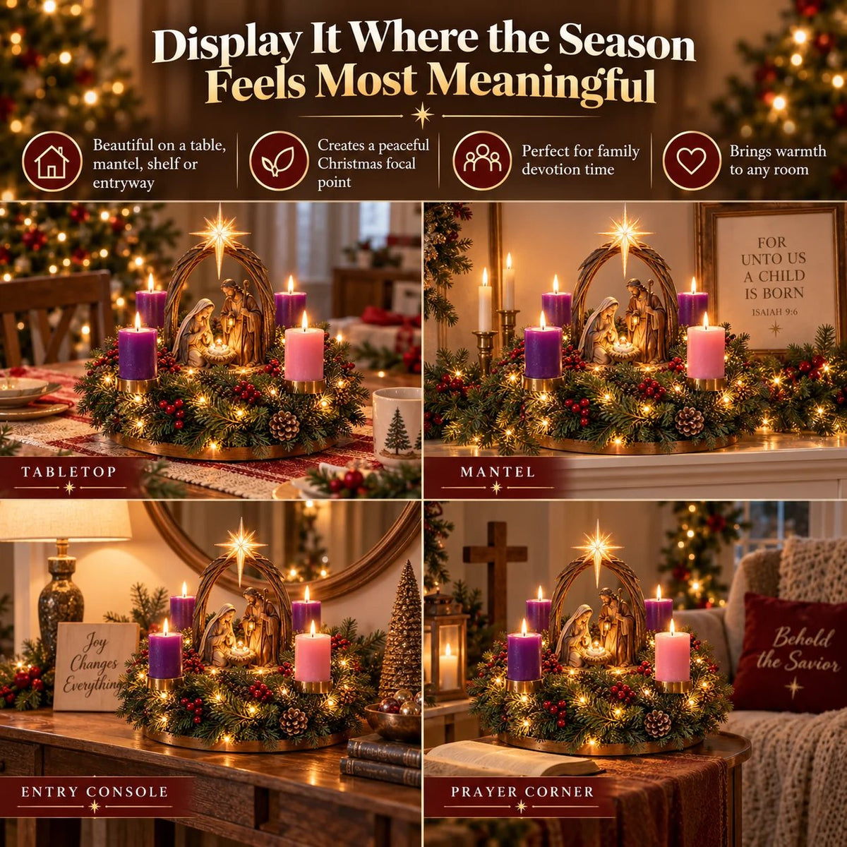 🔥 Limited-Time 49% OFF – ✝️ Lighted Nativity Advent Wreath – A Sacred 4-Week Christmas Tradition