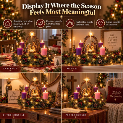 🔥 Limited-Time 49% OFF – ✝️ Lighted Nativity Advent Wreath – A Sacred 4-Week Christmas Tradition