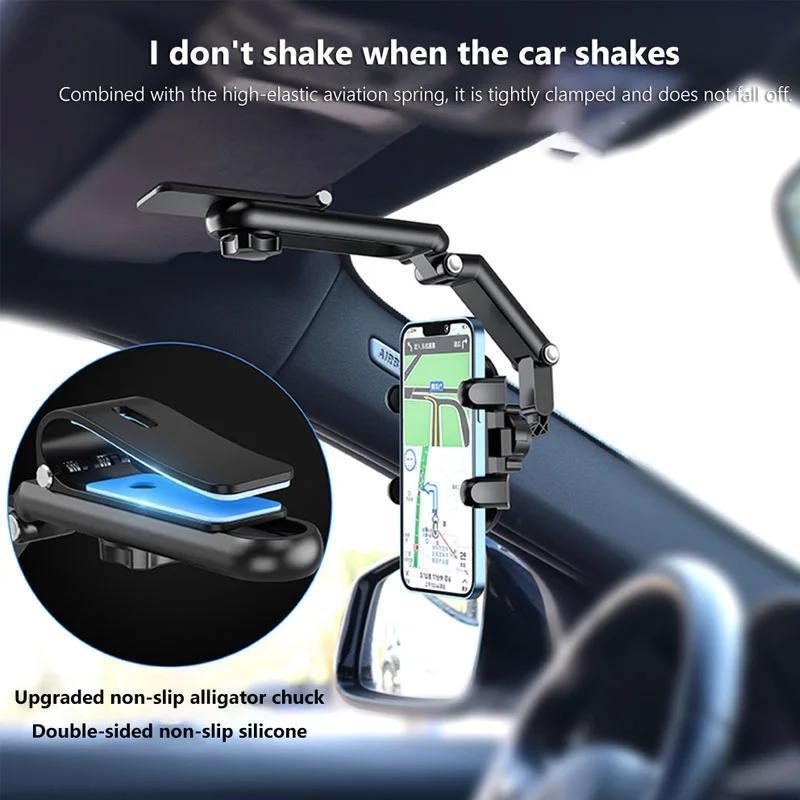 🚗📱 1080° Rotating Car Sun Visor Phone Holder – Adjustable Hands-Free Phone Mount ✨