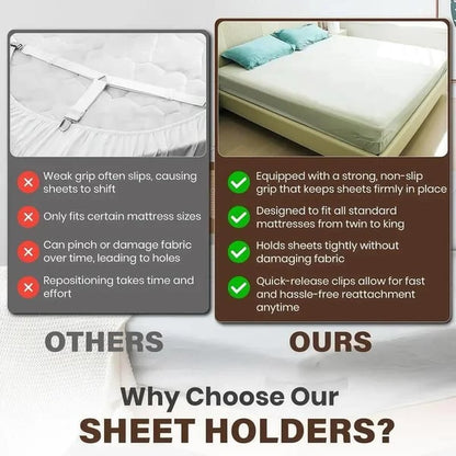 🛏️4-Pack Heavy Duty Bed Sheet Clips, Locking Mattress Corner Holders