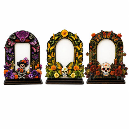 Day of the Dead Memorial Photo Frame Set – 6 Colorful Wooden Ofrenda Frames