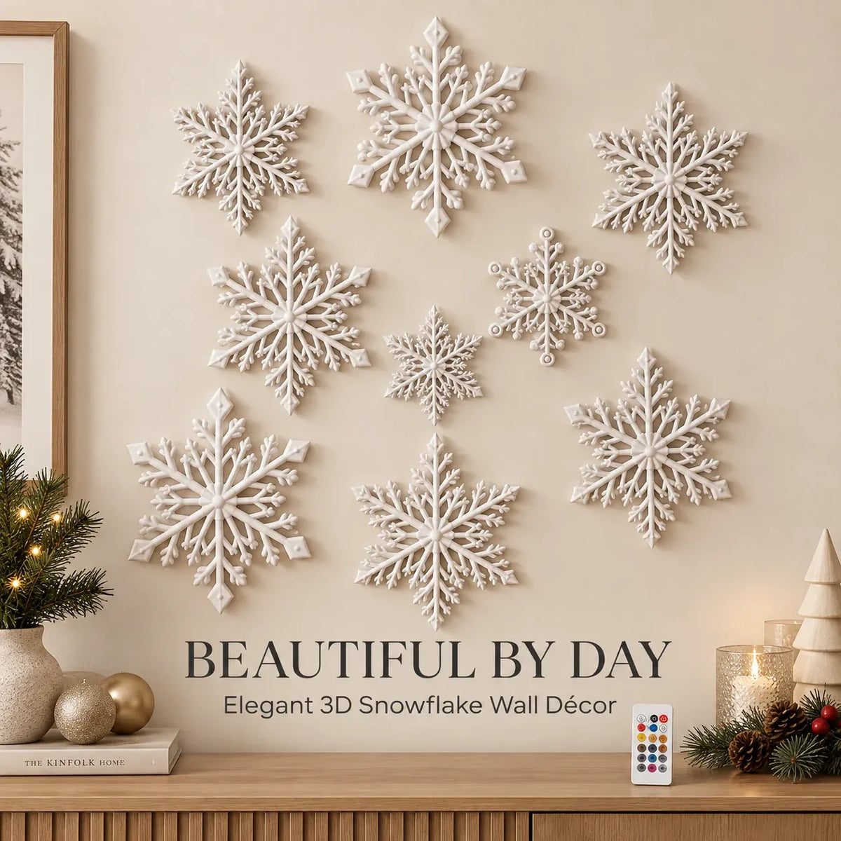 ⏳ Last Day 49% OFF – ❄️❄️ LED Snowflake Wall Lights | 3D Christmas Snowflake Décor with Blue & White Glow, Remote Control & Magical Indoor Holiday Atmosphere ✨