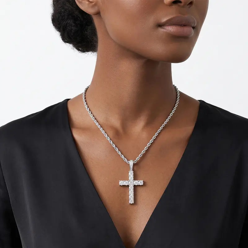 ✝️Cross pendant with diamond-studded necklace for Men and Women Jewelry Gift Unisex