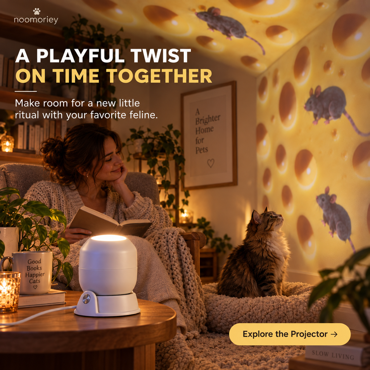 🎄Cheese & Mouse Cat Projector – Indoor Fun for Curious Cats