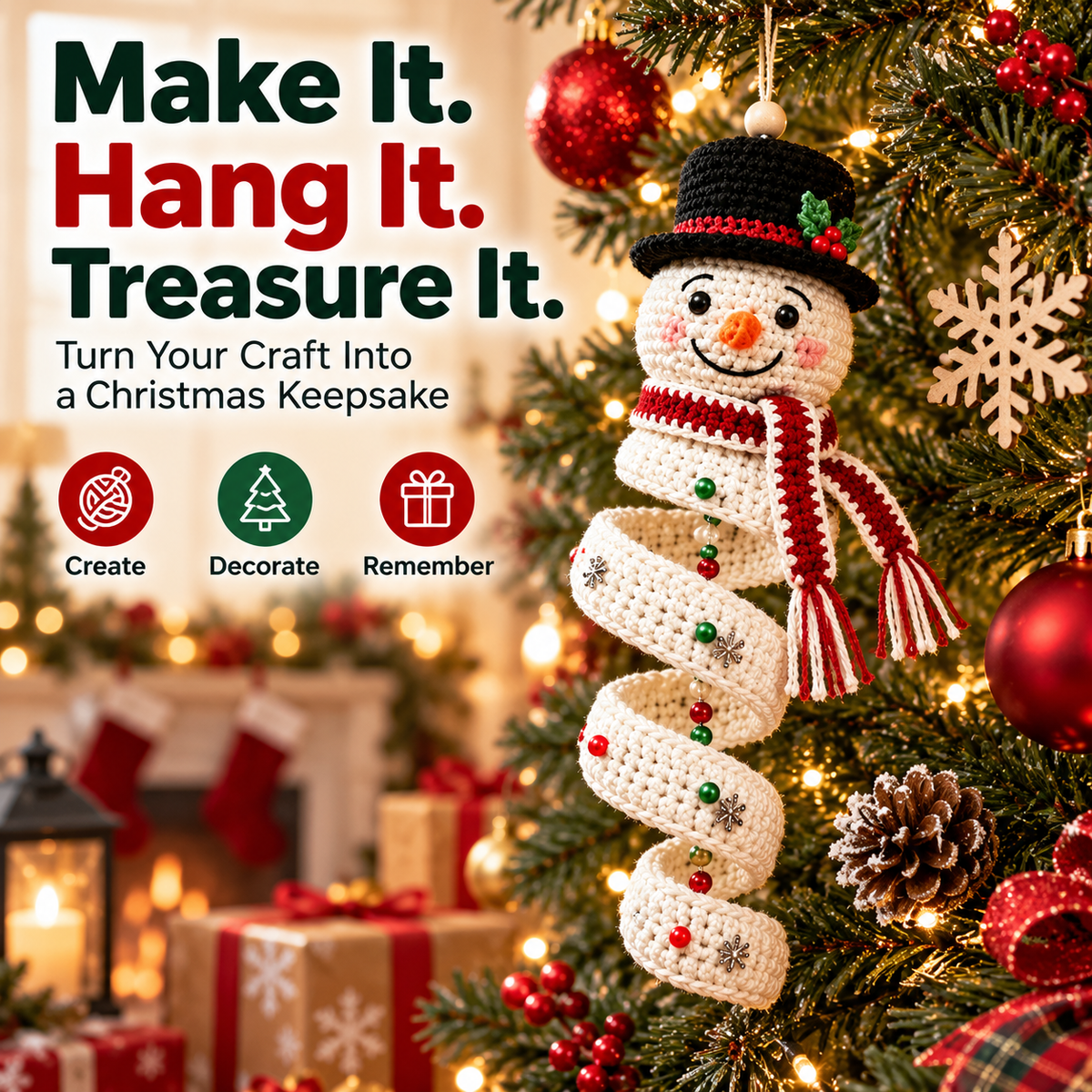 ☃️ DIY Crochet Spiral Snowman Ornament Kit – Make Your Own Christmas Keepsake