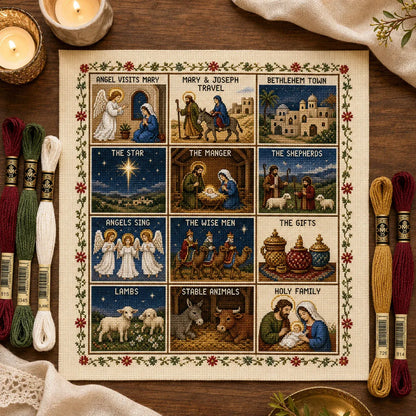 ✝️ Life of Jesus Cross Stitch Kit – 6 Biblical Designs