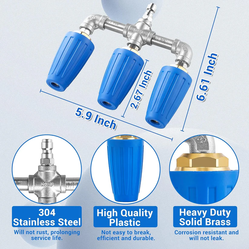 Triple Turbo Nozzle Pressure Washer, 360° Rotating Turbo Nozzle,2.0 Orifice 3-in-1 Turbo Nozzle, 4000 PSI