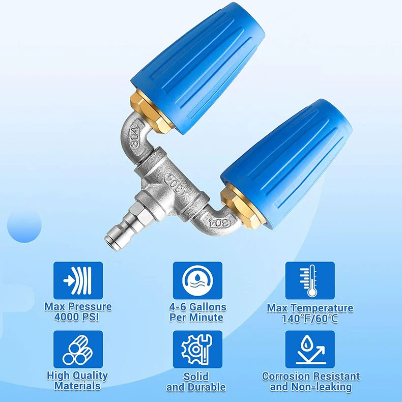 Triple Turbo Nozzle Pressure Washer, 360° Rotating Turbo Nozzle,2.0 Orifice 3-in-1 Turbo Nozzle, 4000 PSI
