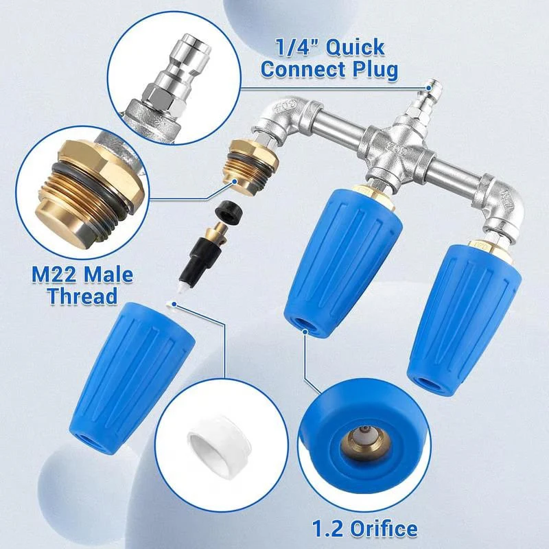 Triple Turbo Nozzle Pressure Washer, 360° Rotating Turbo Nozzle,2.0 Orifice 3-in-1 Turbo Nozzle, 4000 PSI