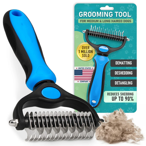 🔥Professional Double-Sided Pet Grooming Rake ✨ Undercoat Deshedding Tool for Dogs & Cats 🐶🐱