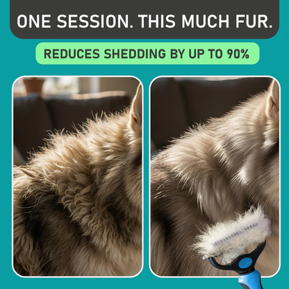 🔥Professional Double-Sided Pet Grooming Rake ✨ Undercoat Deshedding Tool for Dogs & Cats 🐶🐱
