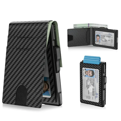 🔥Slim Pop-Up RFID Wallet for Men – Secure Aluminum Card Holder with Cash Slot & ID Window