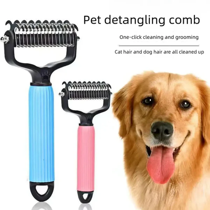 Professional Double-Sided Pet Grooming Rake ✨ Undercoat Deshedding Tool for Dogs & Cats 🐶🐱