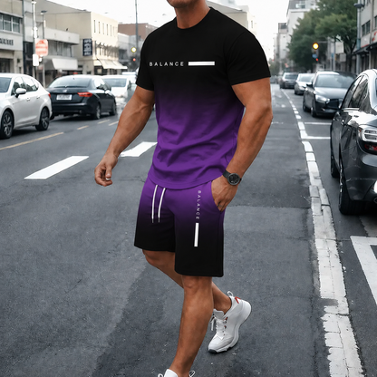 💯 Men’s Gradient Short Sleeve Tracksuit 2-Piece Set💥