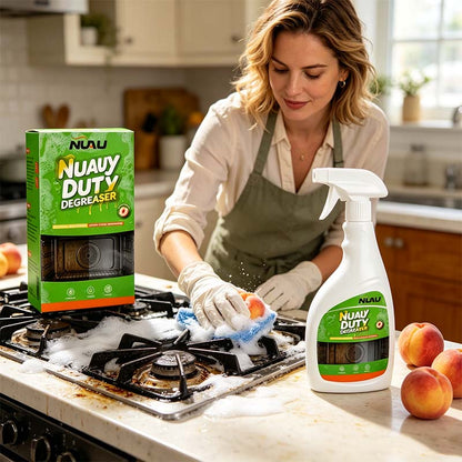 🍑 Heavy Duty Kitchen Degreaser Spray – Foaming Grease Cleaner with Fresh Peach Scent