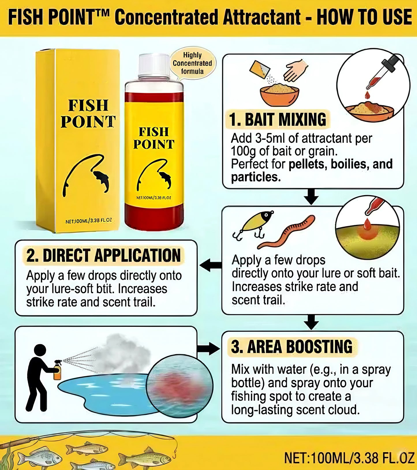 🌊 Premium Fish Lure Attractant Red Worm Formula Easy Fishing