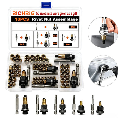 🛠️  Rivet Nut Tool – M3-M8 Rivnut Kit, Carbon Steel Manual Riveter, Auto Repair & Workshop Use