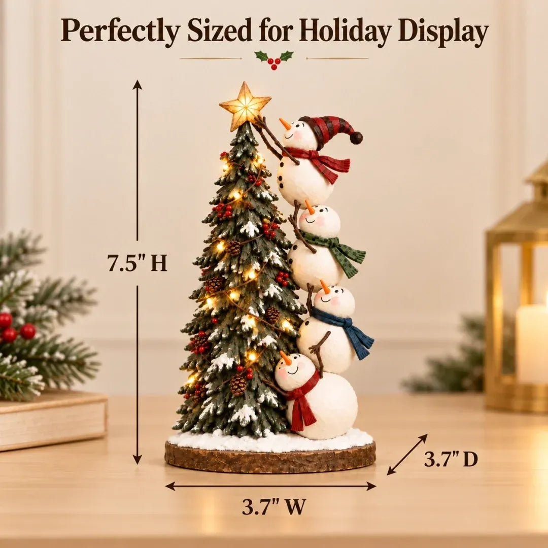 🔥 Last Day 50% Off 🔥 Snowmen Topping the Christmas Tree – Lighted Christmas Figurine