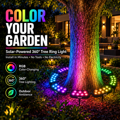 🌈 Light Up Your Garden in Style! ✨ Solar RGB Tree Ring Light