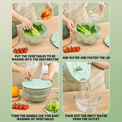 Salad Spinner Large, 3 IN 1 Vegetable and Fruit Washing Bowl with Strainer