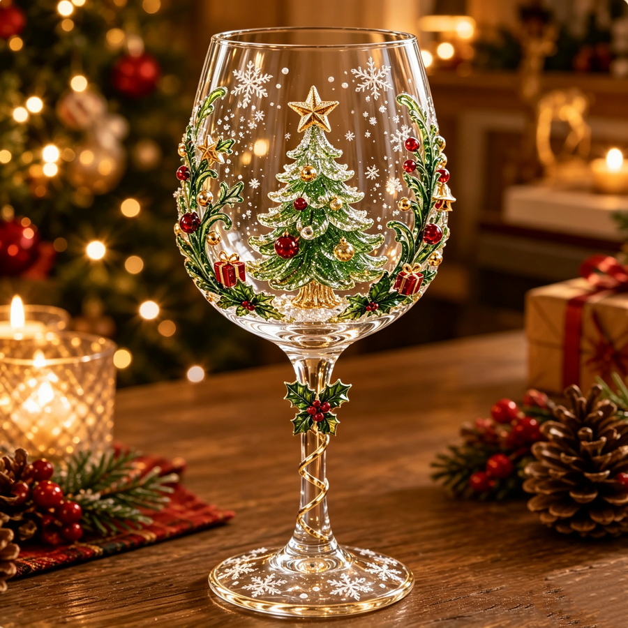 Christmas tree decorative wine glass