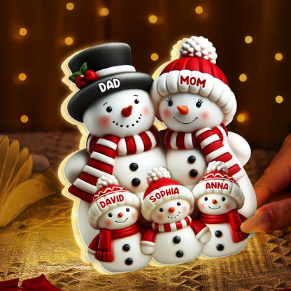 Snowman Family Light Box - Christmas Decor For Family, Grandma, Grandpa