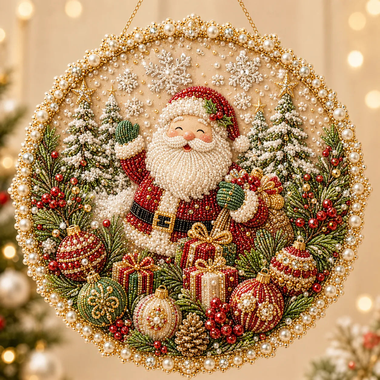 🌸 Four Seasons Pearl Art Wreath Kit – DIY Holiday Decor