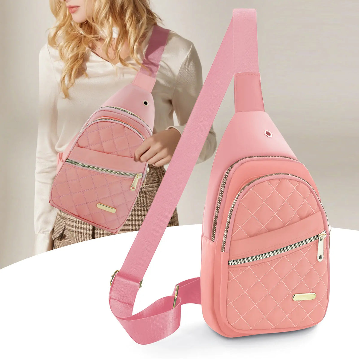 ✨Women's Solid Color Quilted Waterproof Belt Bag✨