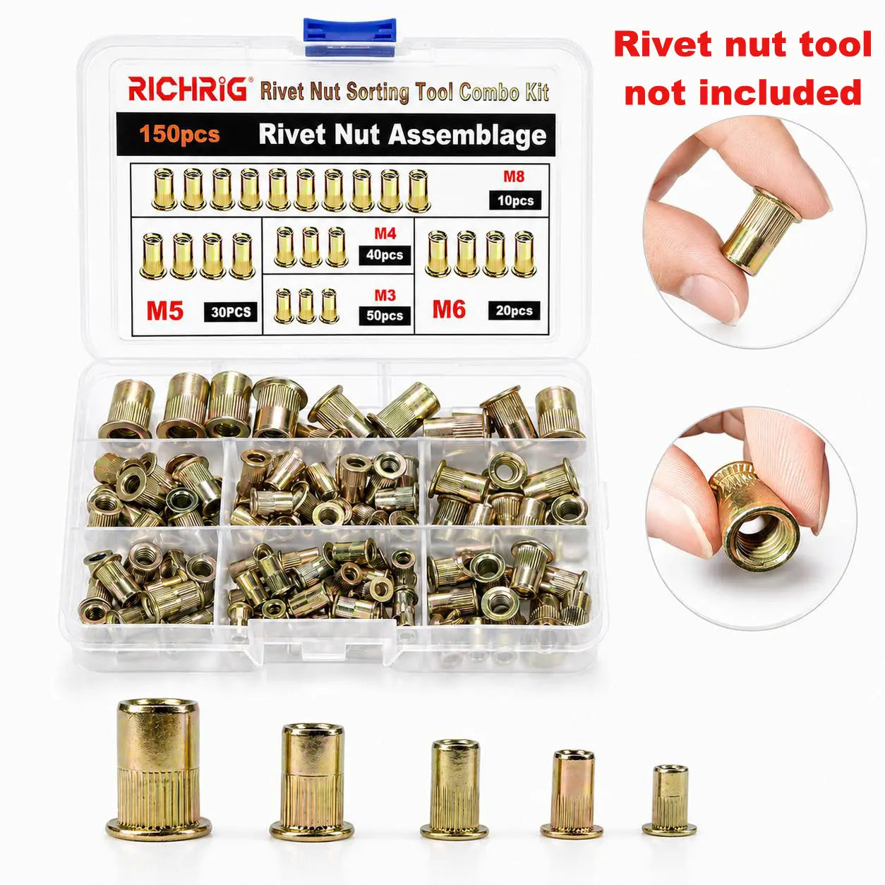 🛠️  Rivet Nut Tool – M3-M8 Rivnut Kit, Carbon Steel Manual Riveter, Auto Repair & Workshop Use