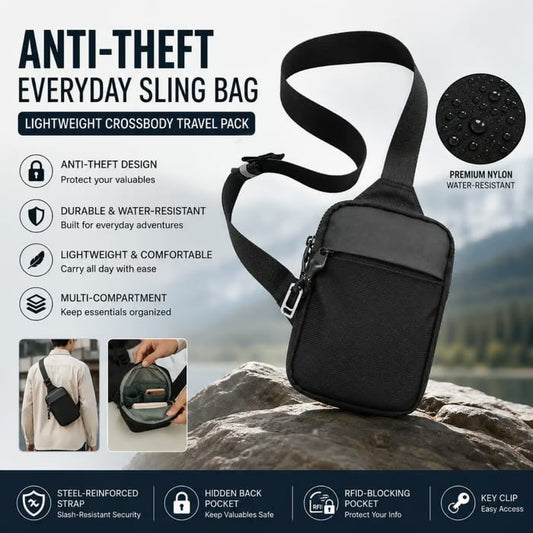 🔥HOT SALE🔥⭐Anti-Theft Everyday Sling Bag – Lightweight Crossbody Travel Pack