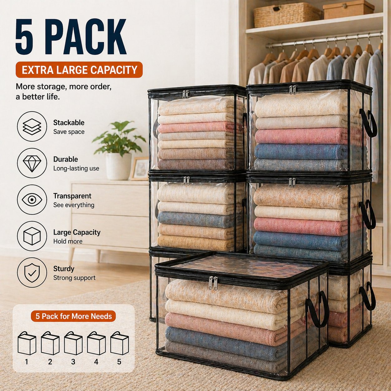 ✨250th Anniversary Special Day Sale 49% OFF📦Large Heavy-Duty Thick Plastic Clear Storage
