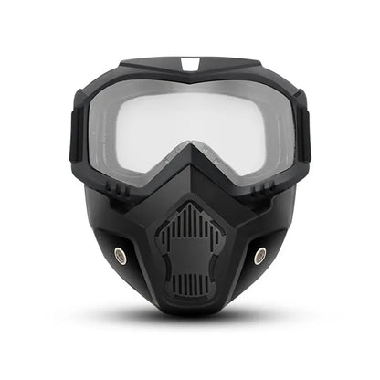 A Full-face Goggle with Anti-fog High-definition Lenses, a Detachable and Adjustable Ski Mask, and a Comfortable Sponge Pad - Made of Plastic.