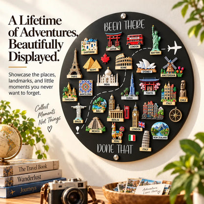 🔥49% OFF Today🌏Been There, Done That Travel Magnet Display Board – Round Souvenir Magnet Wall Organizer, Personalized Travel Memory Decor & Unique Gifts for Travelers 🎁