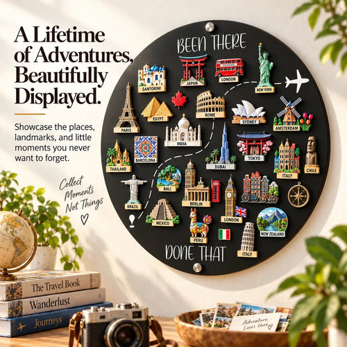 🔥49% OFF Today🌏Been There, Done That Travel Magnet Display Board – Round Souvenir Magnet Wall Organizer, Personalized Travel Memory Decor & Unique Gifts for Travelers 🎁